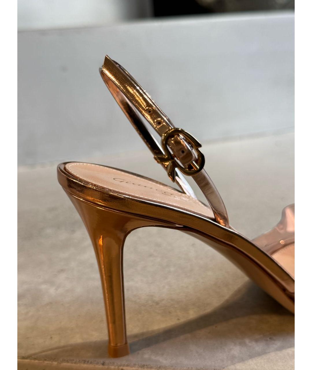 GIANVITO ROSSI Золотые кожаные туфли, фото 3