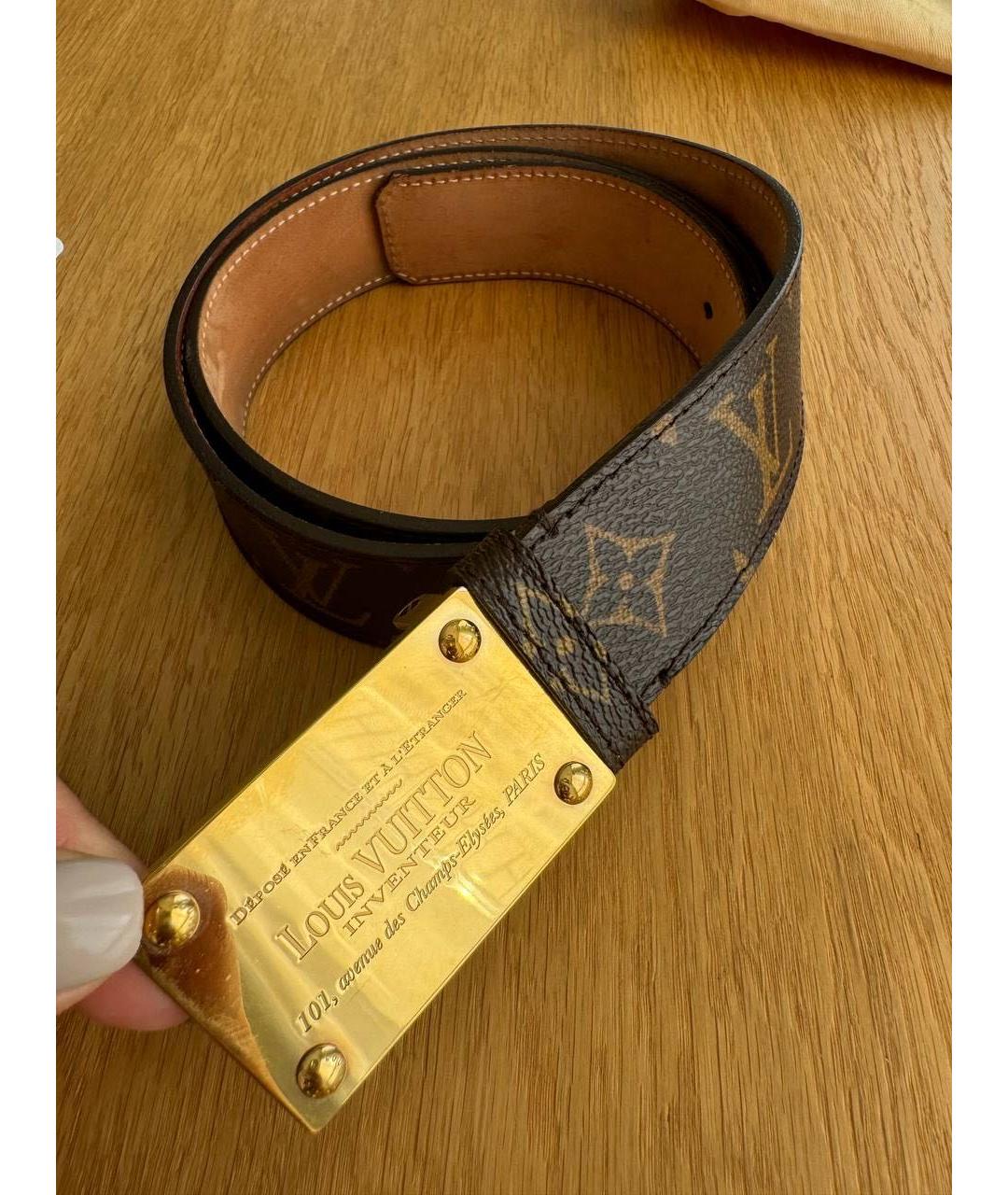 LOUIS VUITTON Коричневый кожаный ремень, фото 4