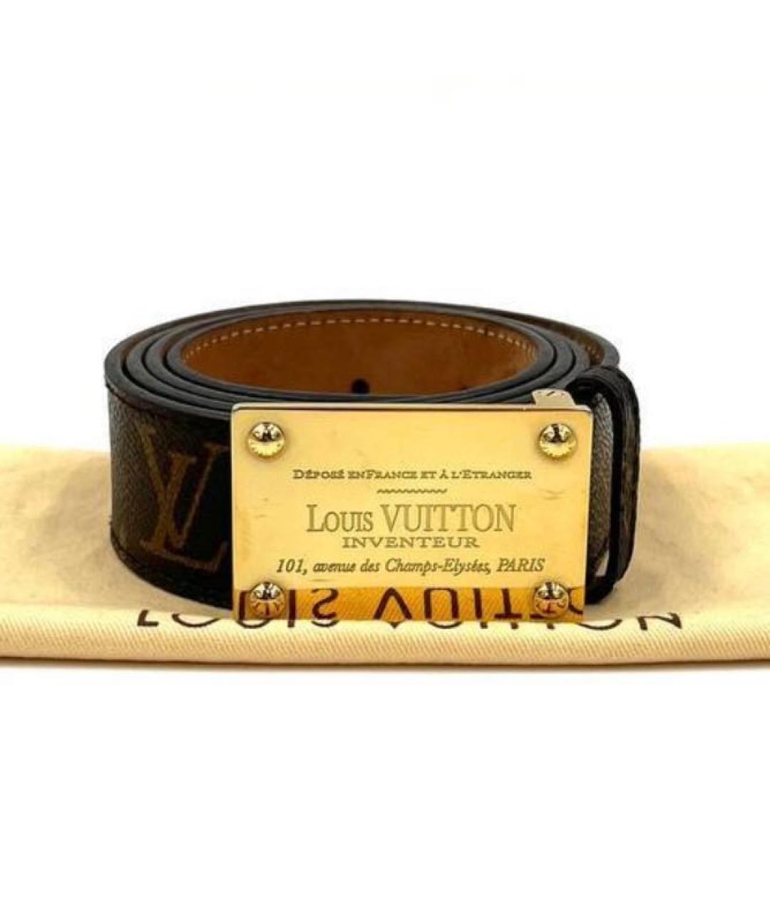 LOUIS VUITTON Коричневый кожаный ремень, фото 6