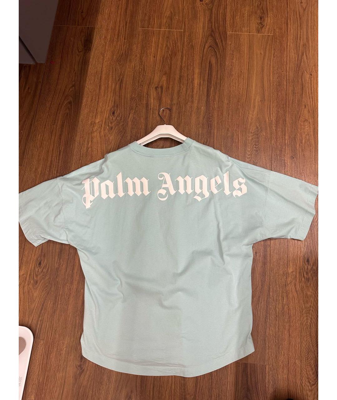 PALM ANGELS Голубая хлопковая футболка, фото 2