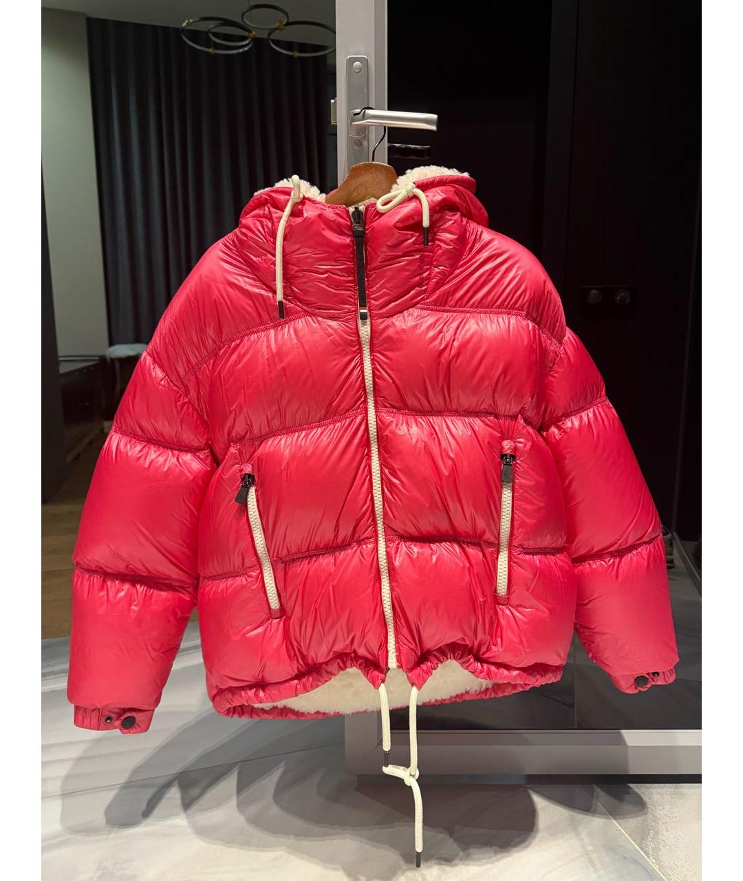 MONCLER Розовый полиэстеровый пуховик, фото 8