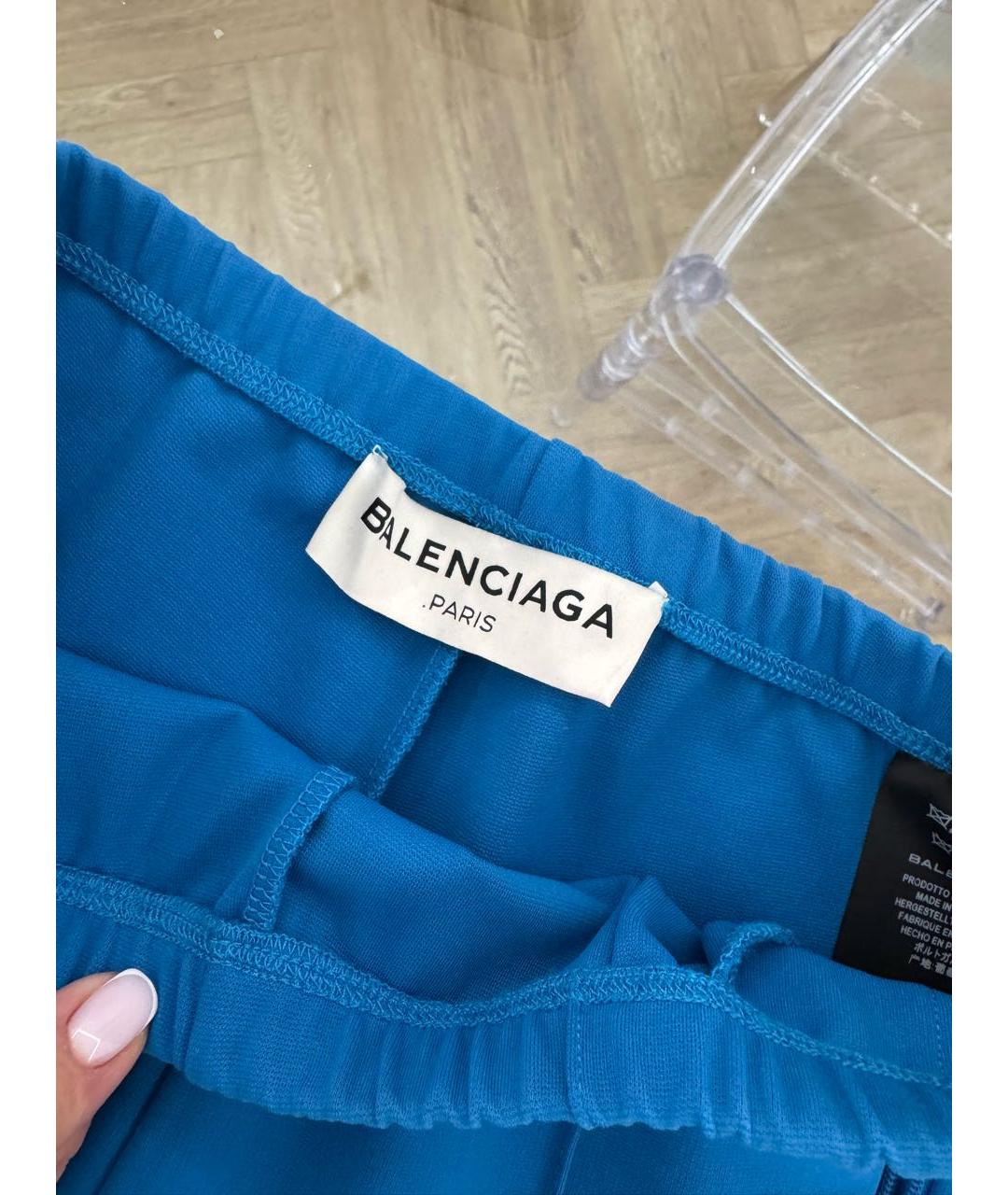 BALENCIAGA Голубые вискозные брюки узкие, фото 2