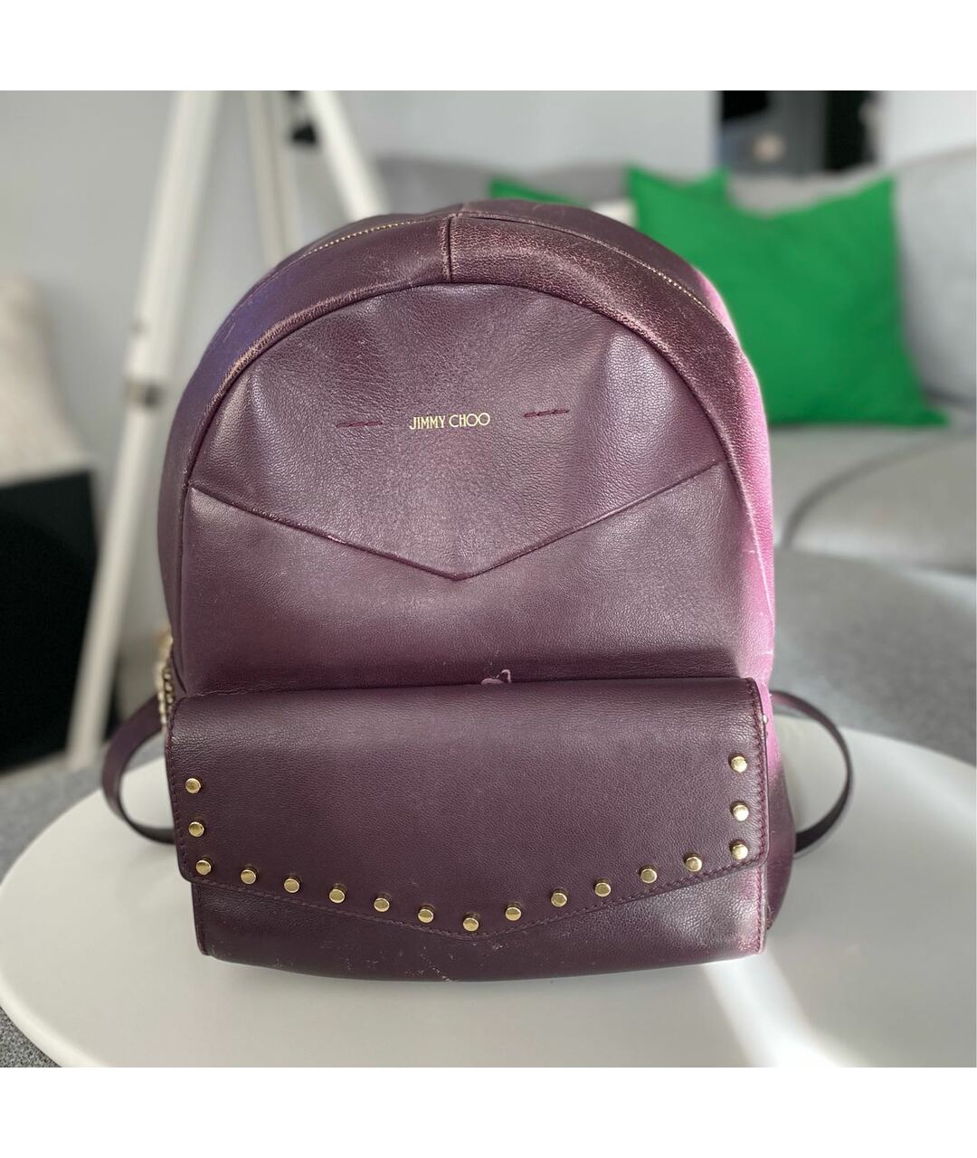 JIMMY CHOO Фиолетовый кожаный рюкзак, фото 6