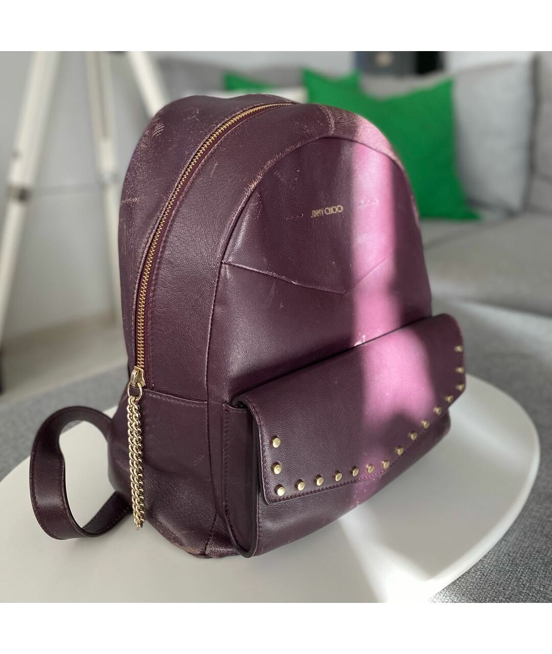 JIMMY CHOO Фиолетовый кожаный рюкзак, фото 2