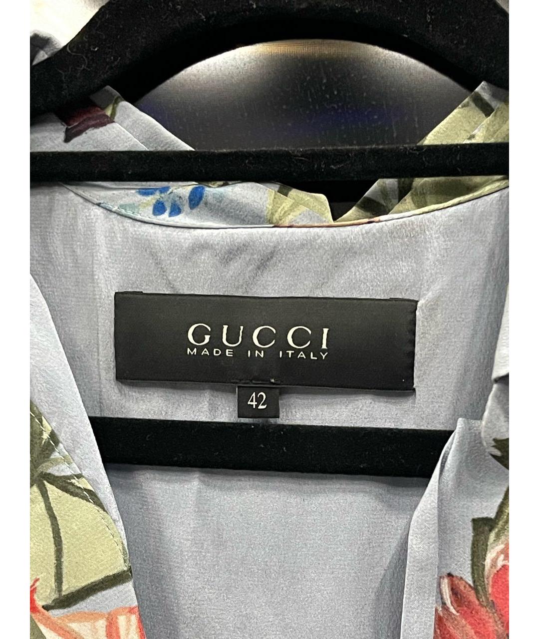 GUCCI Голубое шелковое повседневное платье, фото 2