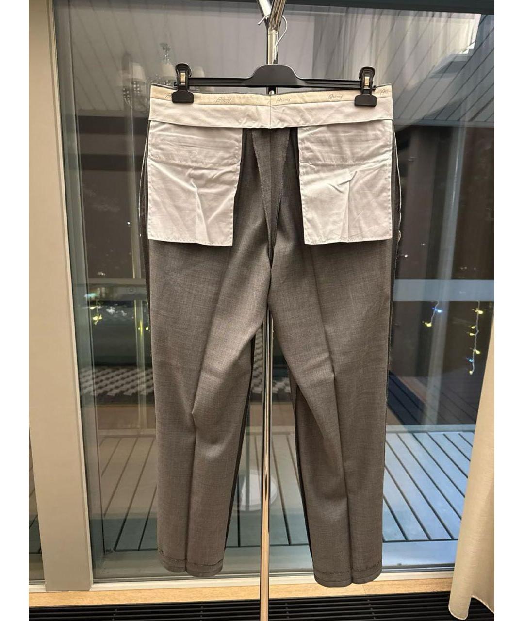 BRIONI Антрацитовые шерстяные классические брюки, фото 3