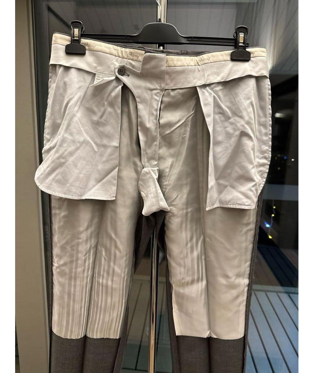 BRIONI Антрацитовые шерстяные классические брюки, фото 4
