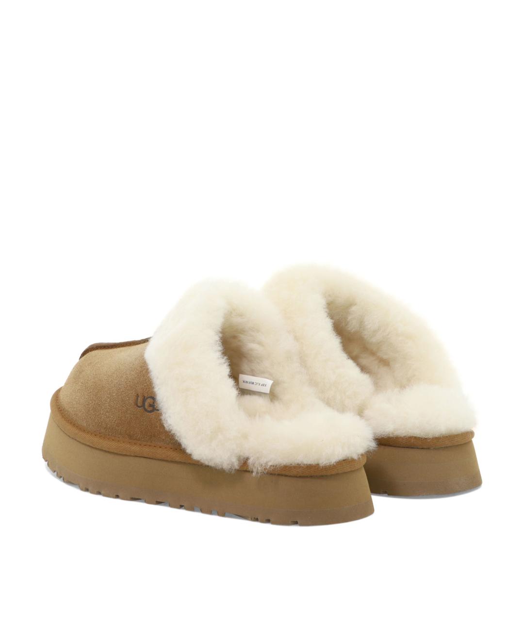 UGG AUSTRALIA Бежевые кожаные сабо, фото 4