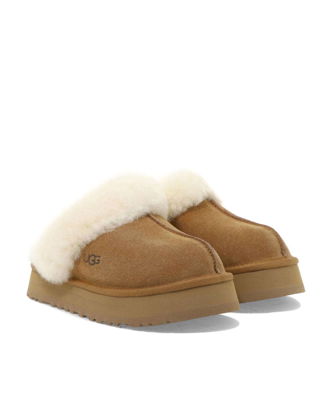 UGG AUSTRALIA Бежевые кожаные сабо, фото 2