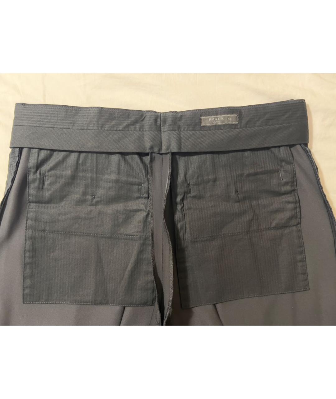 PRADA Темно-синие полиэстеровые классические брюки, фото 3