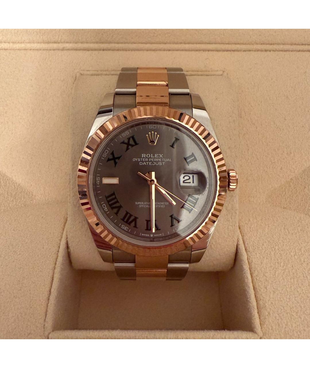 ROLEX Серые часы из желтого золота, фото 6