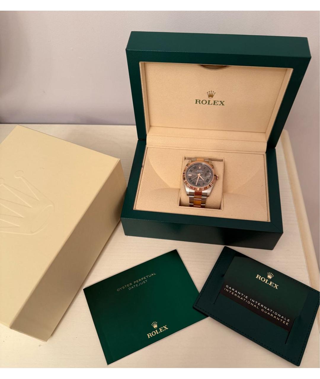 ROLEX Серые часы из желтого золота, фото 4