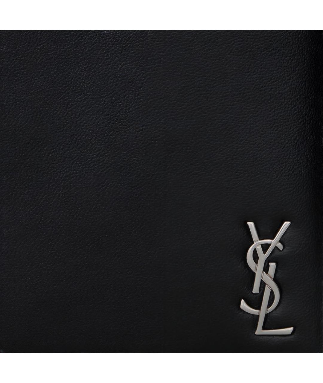 SAINT LAURENT Черный кожаный кошелек, фото 6