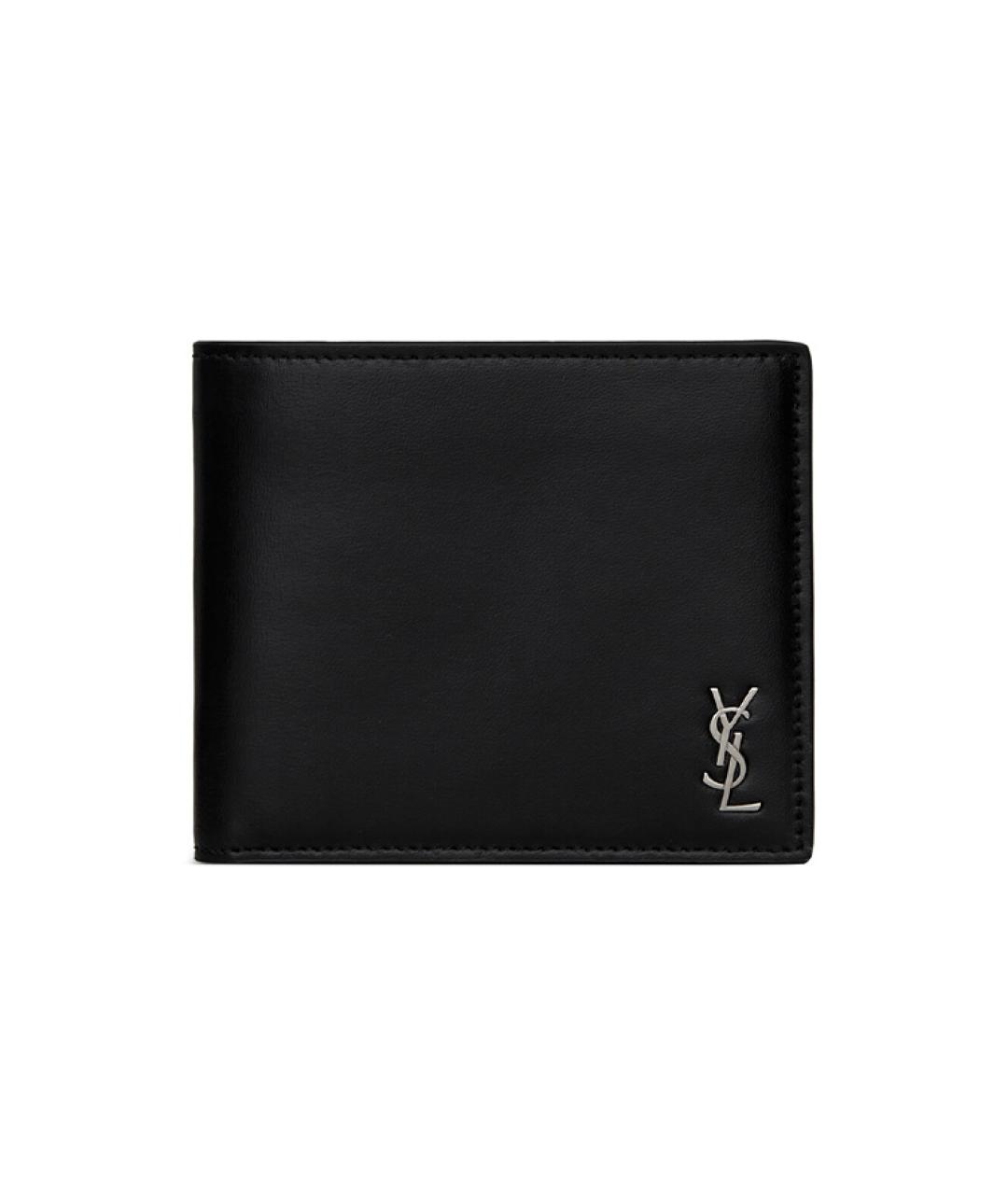 SAINT LAURENT Черный кожаный кошелек, фото 1