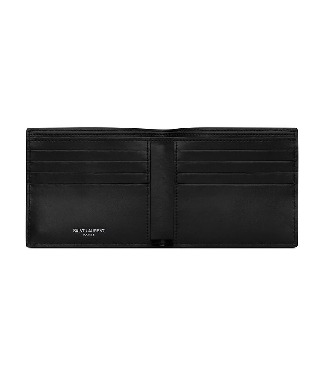 SAINT LAURENT Черный кожаный кошелек, фото 4