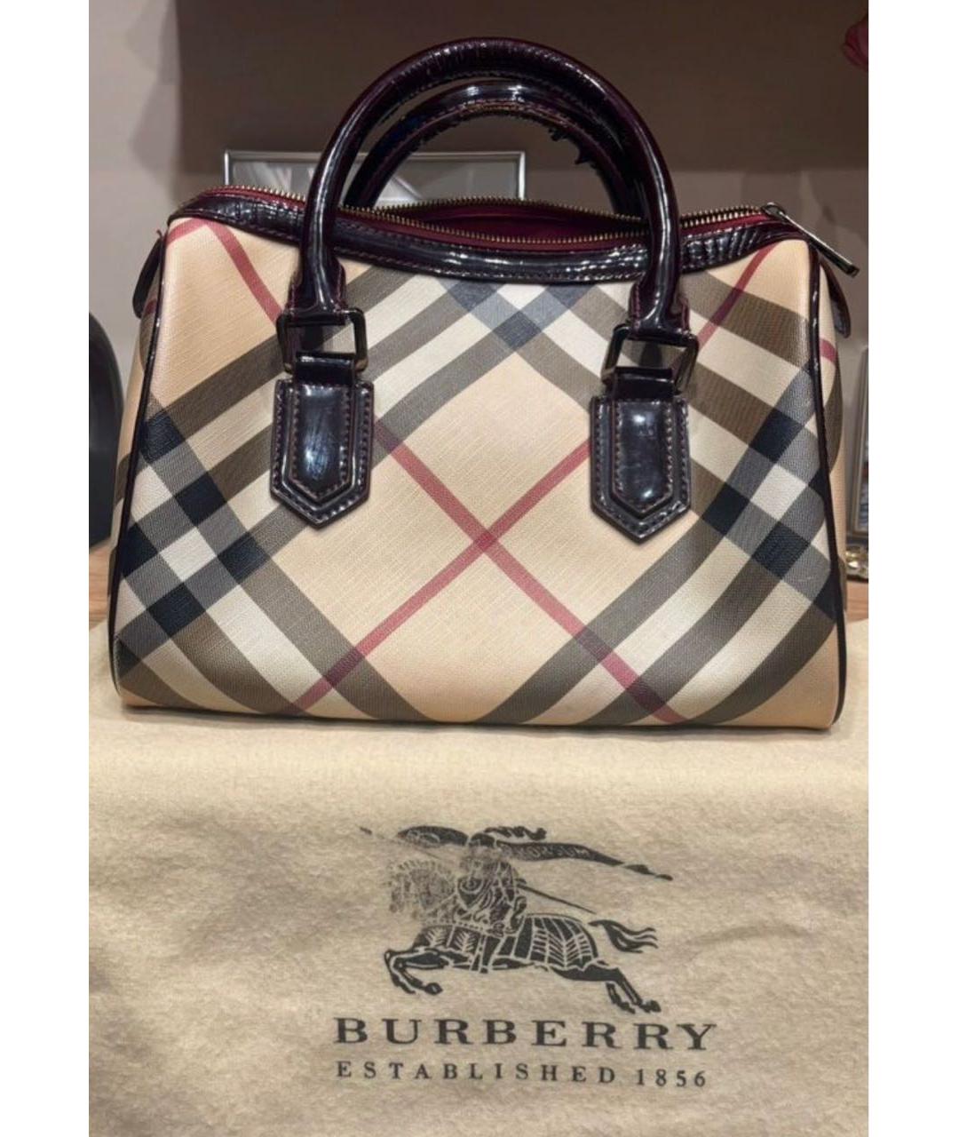 BURBERRY Бежевая кожаная сумка с короткими ручками, фото 8