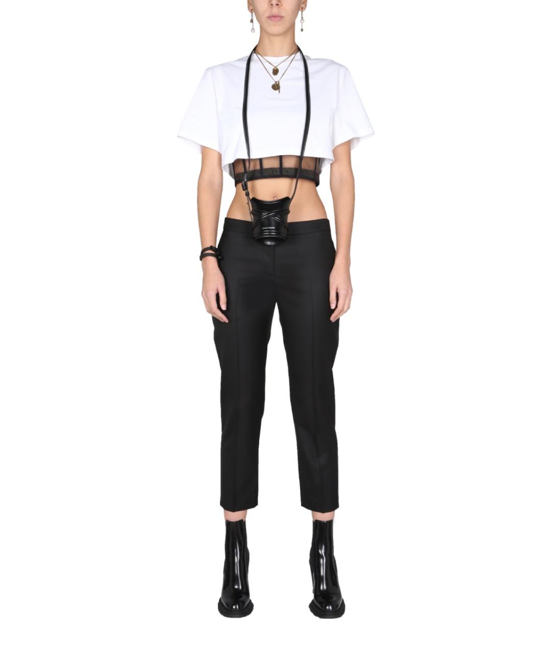 ALEXANDER MCQUEEN Черные шерстяные прямые брюки, фото 2