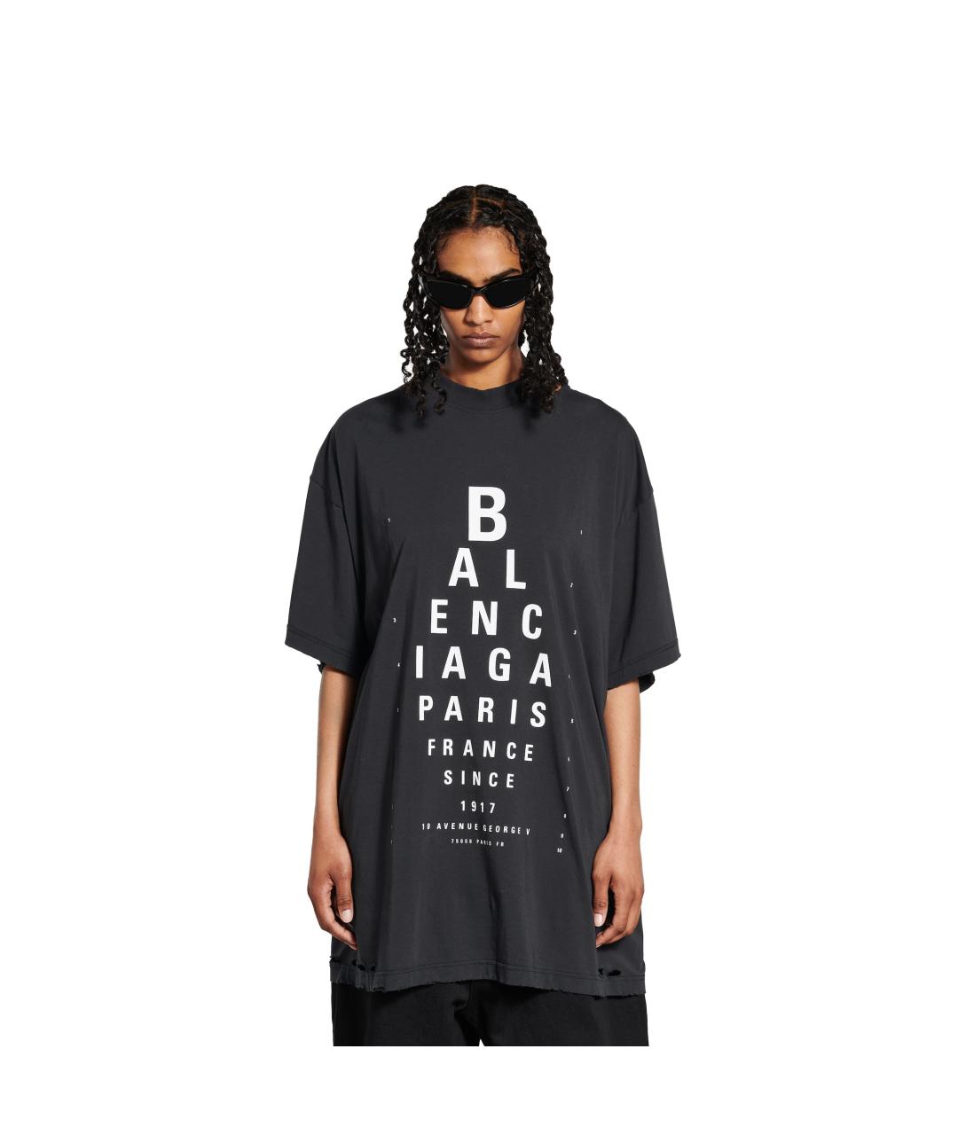 BALENCIAGA Черная хлопковая футболка, фото 2