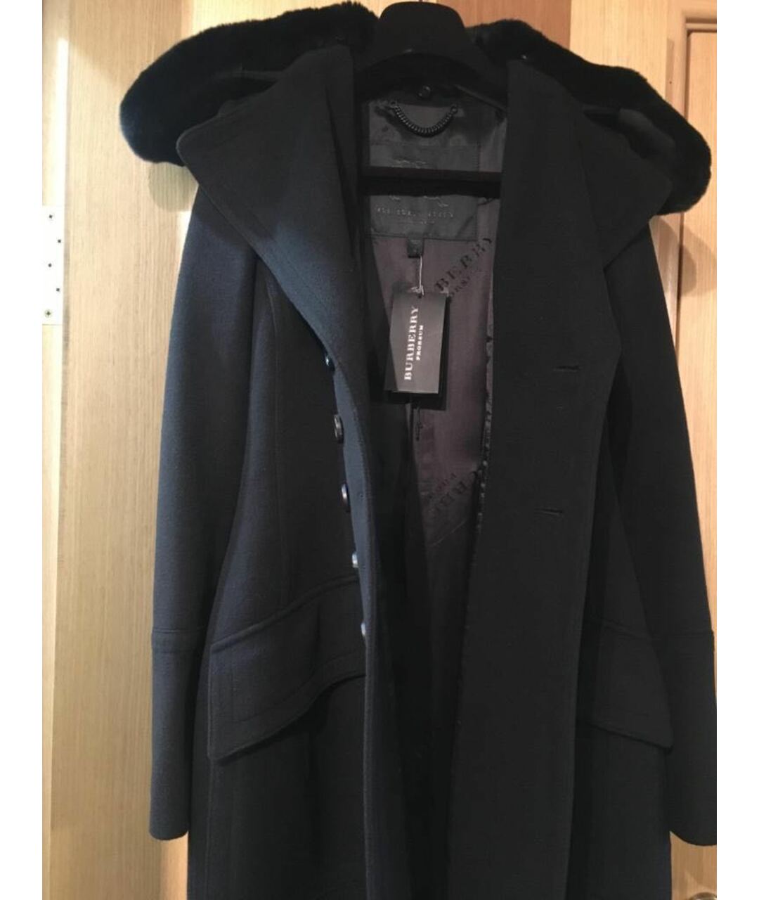 BURBERRY Черное шерстяное пальто, фото 2