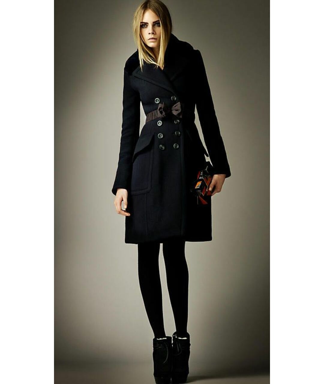 BURBERRY Черное шерстяное пальто, фото 6