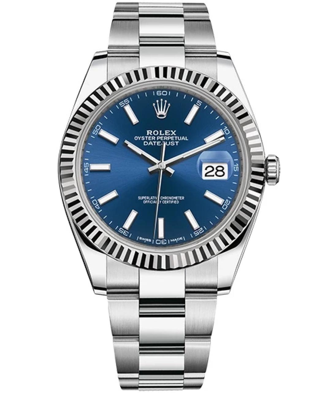 ROLEX Темно-синие часы из белого золота, фото 3