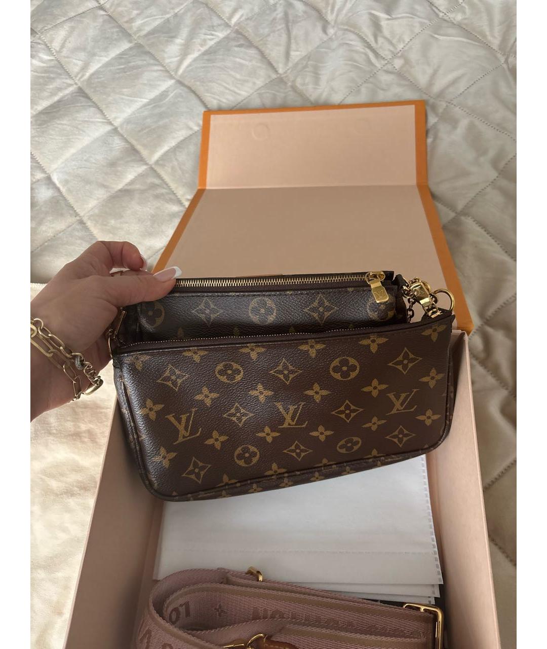 LOUIS VUITTON Коричневая кожаная сумка через плечо, фото 3