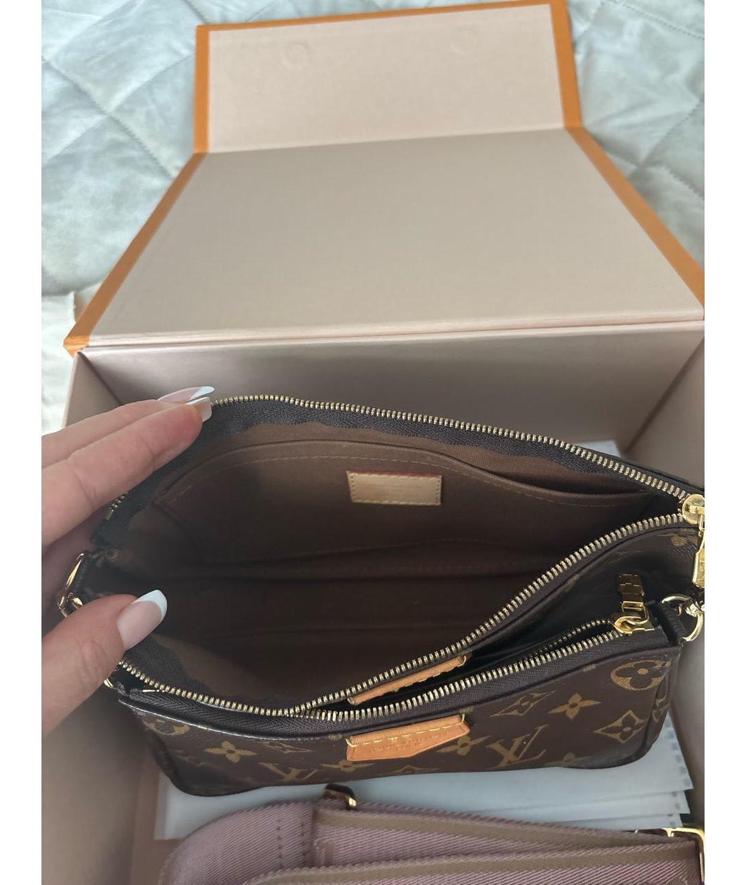 LOUIS VUITTON Коричневая кожаная сумка через плечо, фото 4