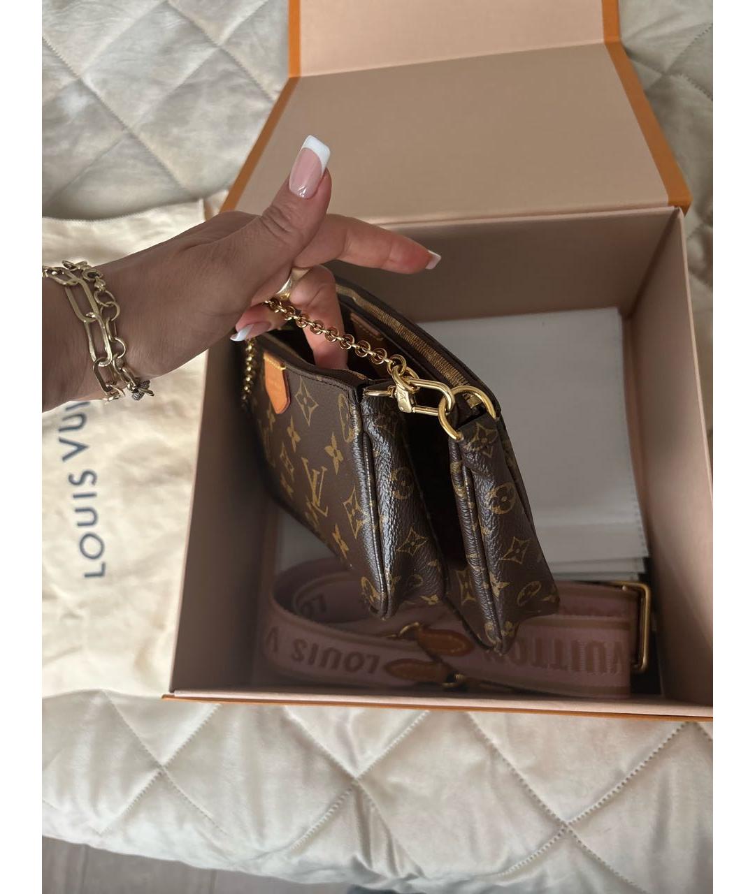 LOUIS VUITTON Коричневая кожаная сумка через плечо, фото 2