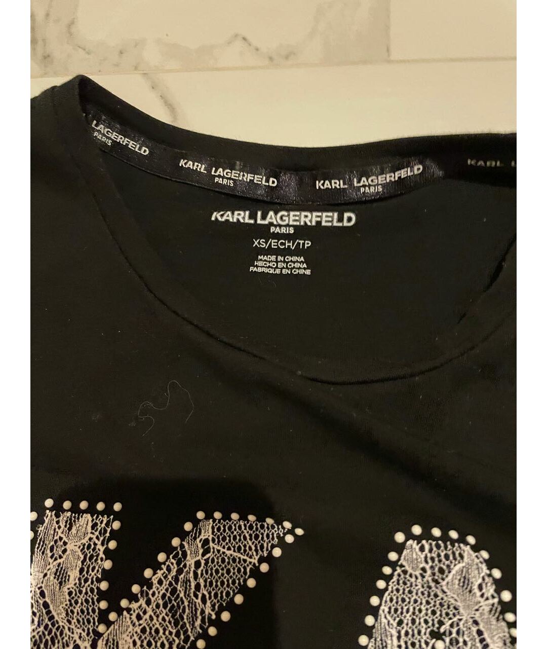 KARL LAGERFELD Черная хлопковая футболка, фото 3