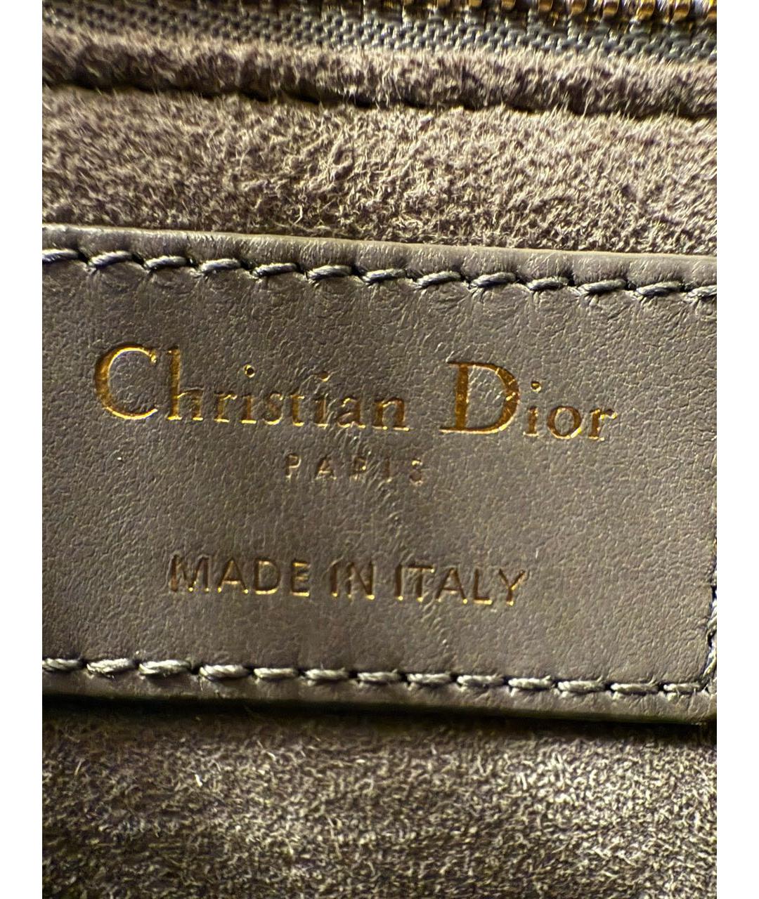 CHRISTIAN DIOR Антрацитовая кожаная сумка с короткими ручками, фото 5