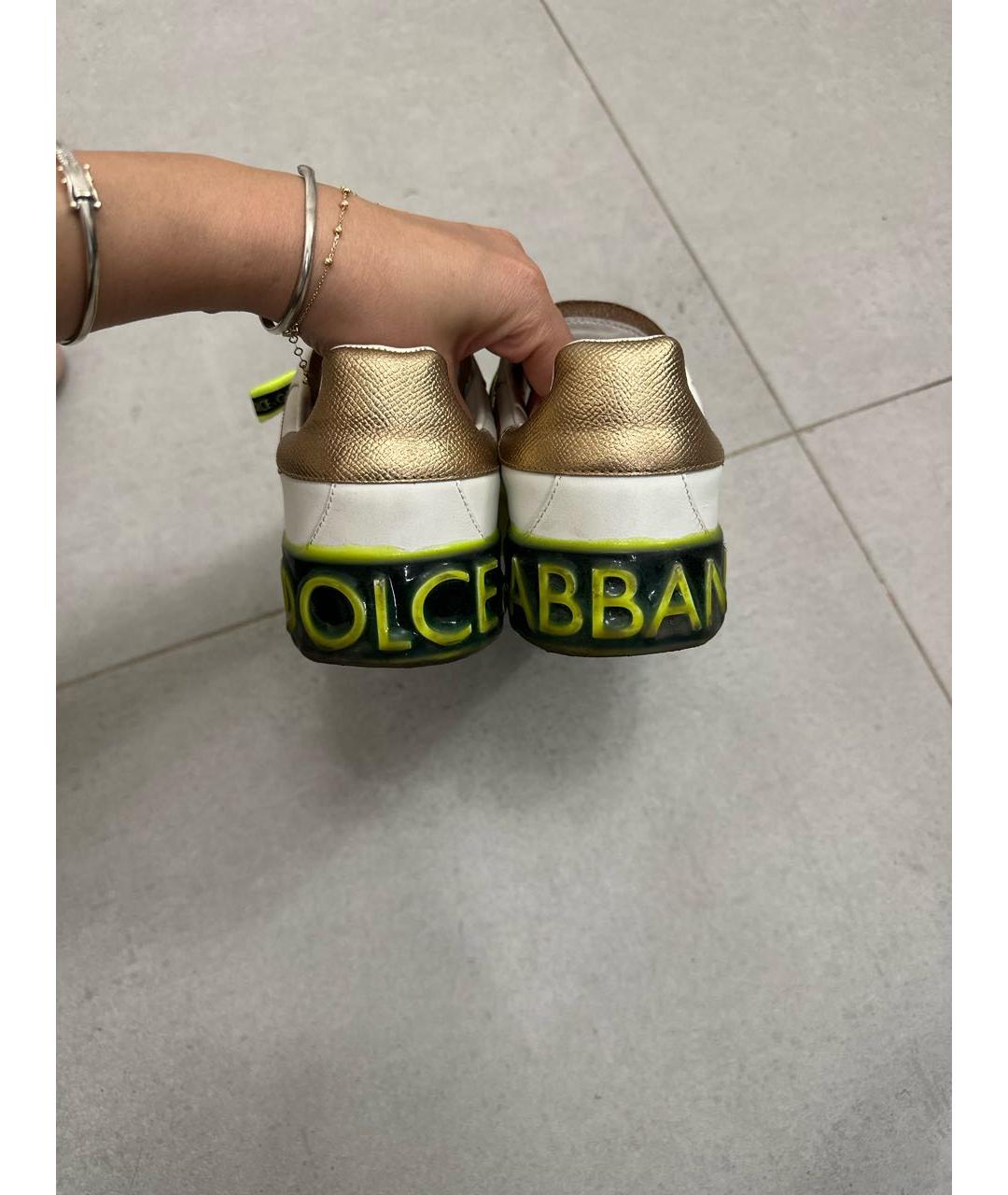 DOLCE&GABBANA Белые кожаные кеды, фото 4
