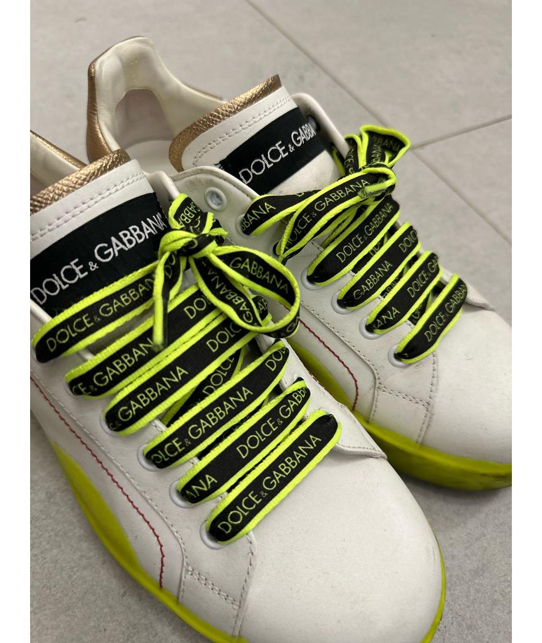 DOLCE&GABBANA Белые кожаные кеды, фото 6