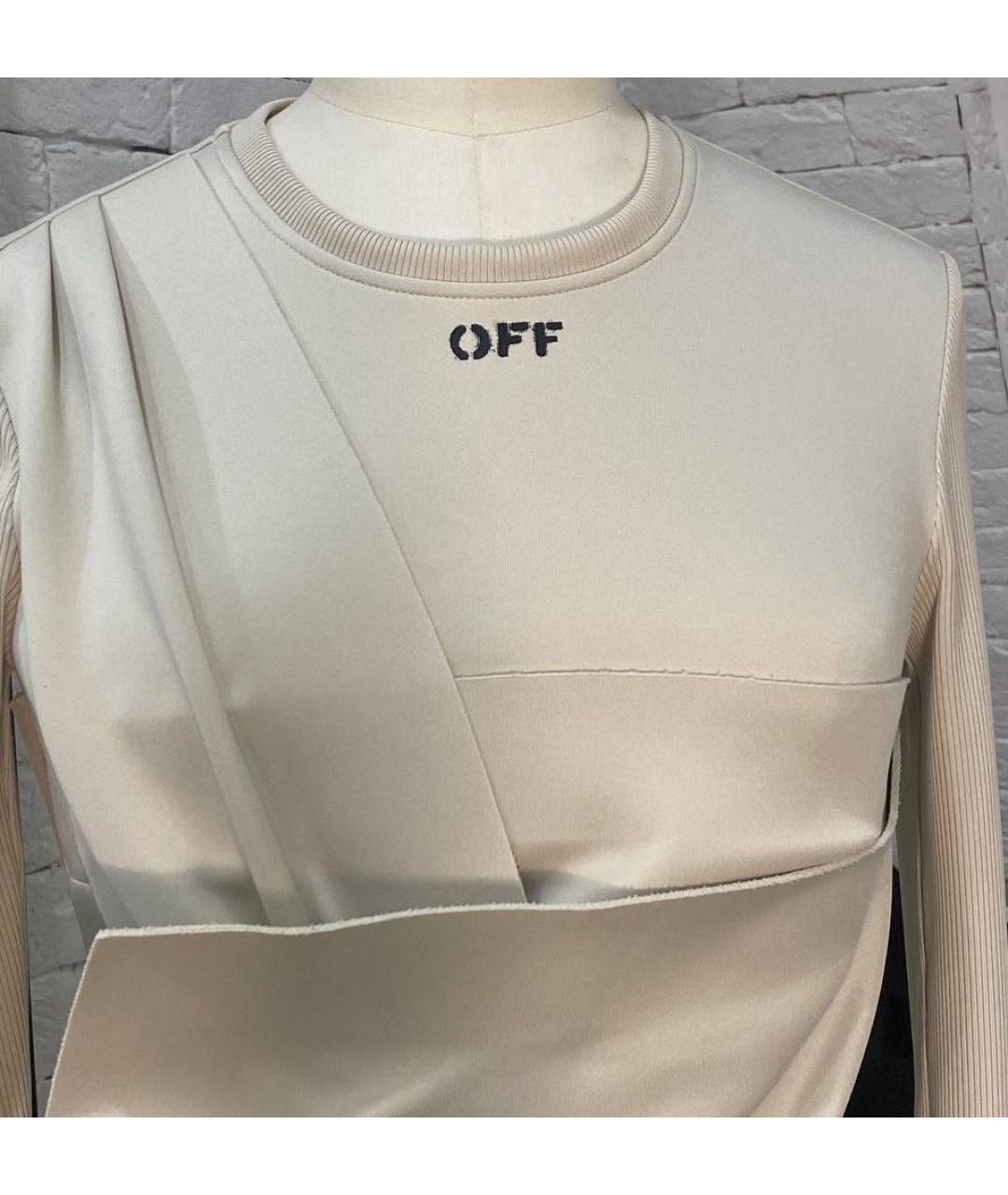 OFF-WHITE Бежевое полиэстеровое повседневное платье, фото 6