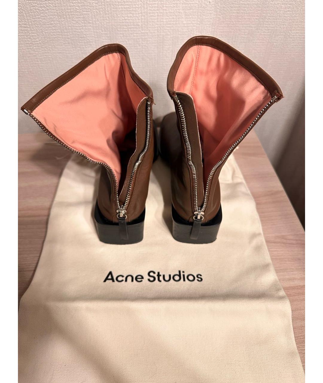 ACNE STUDIOS Коричневые кожаные ботильоны, фото 5