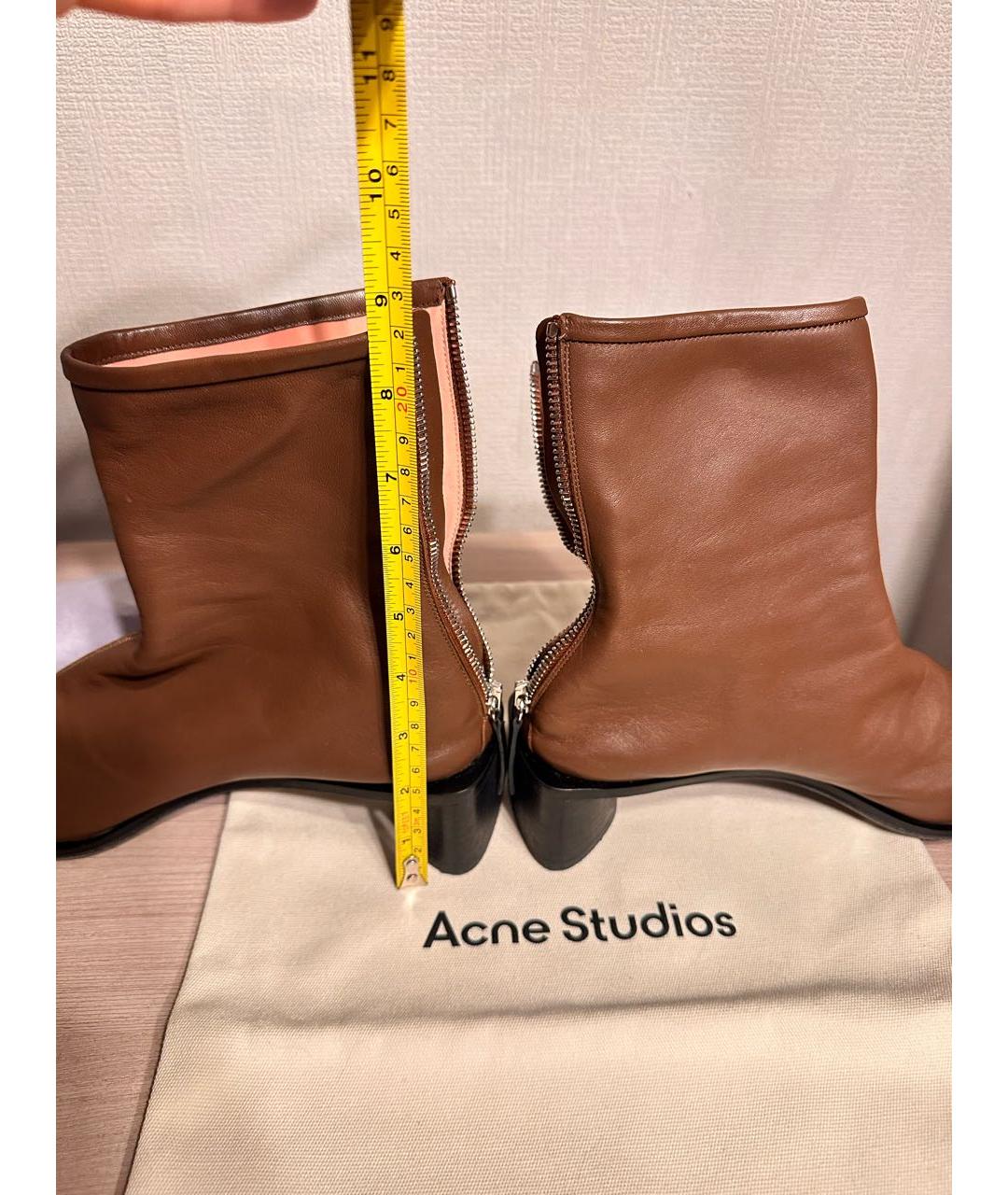 ACNE STUDIOS Коричневые кожаные ботильоны, фото 7