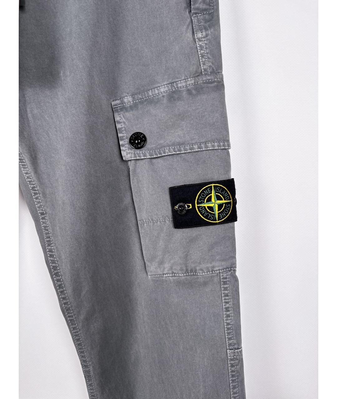 STONE ISLAND Серые хлопковые повседневные брюки, фото 3