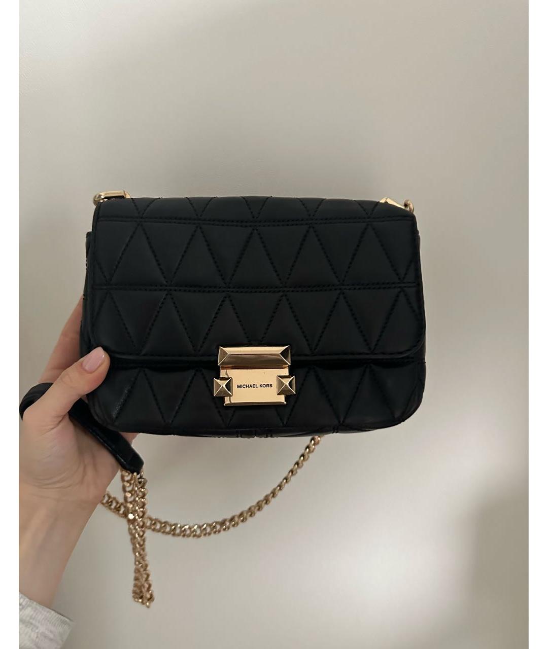 MICHAEL KORS Черная кожаная сумка через плечо, фото 2
