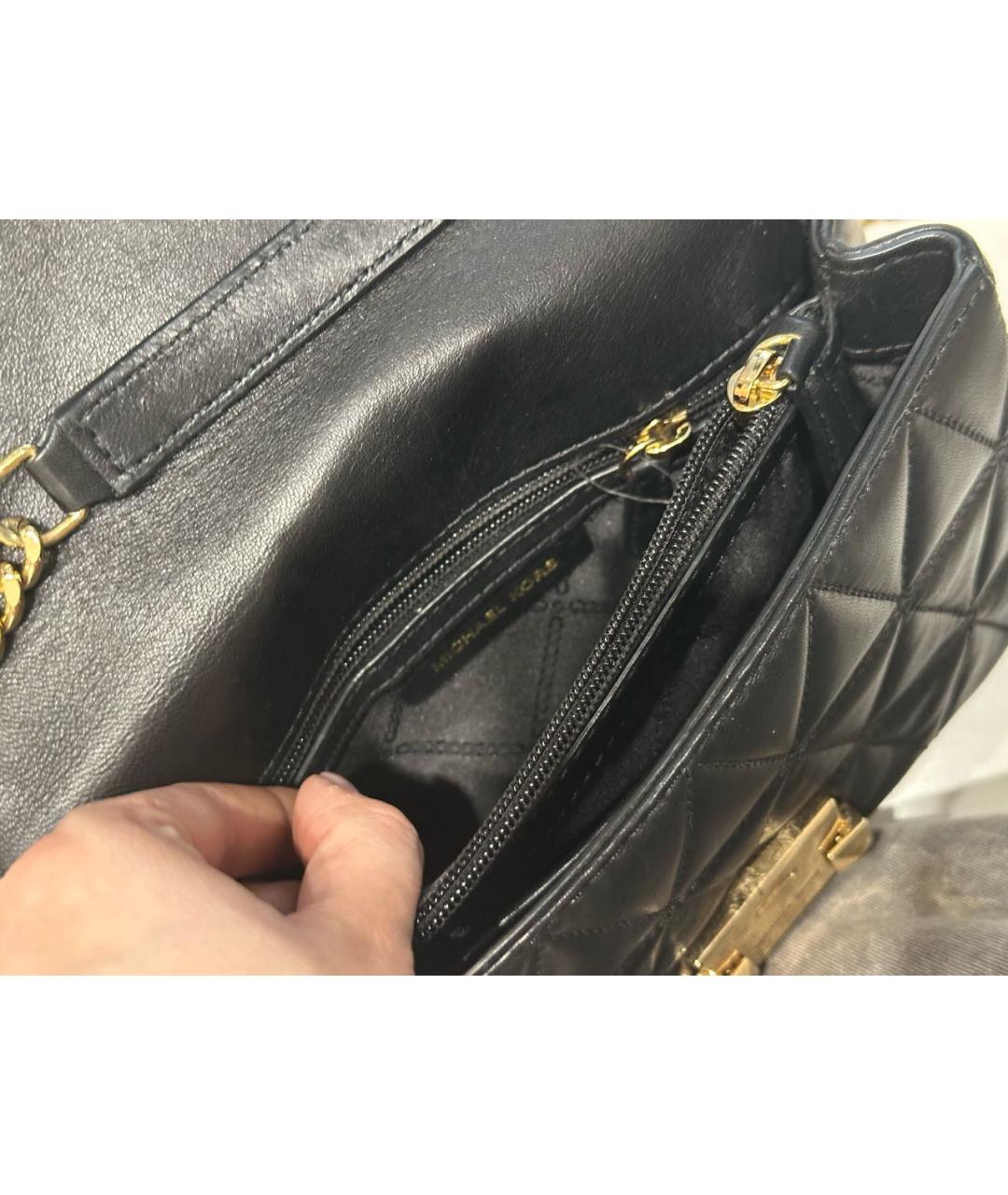 MICHAEL KORS Черная кожаная сумка через плечо, фото 4
