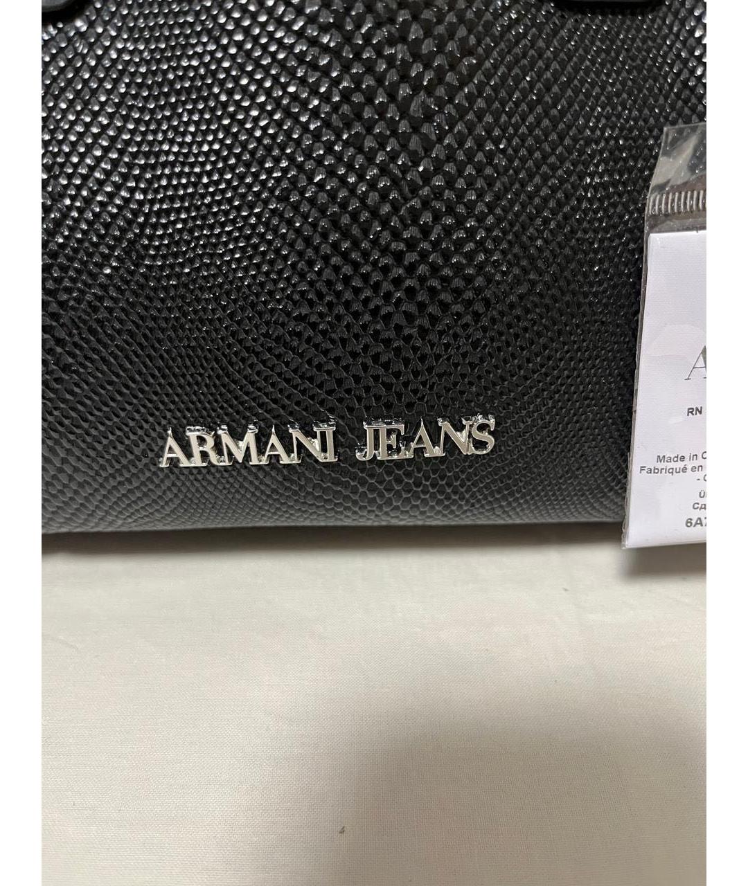 ARMANI JEANS Черная сумка с короткими ручками из искусственной кожи, фото 5