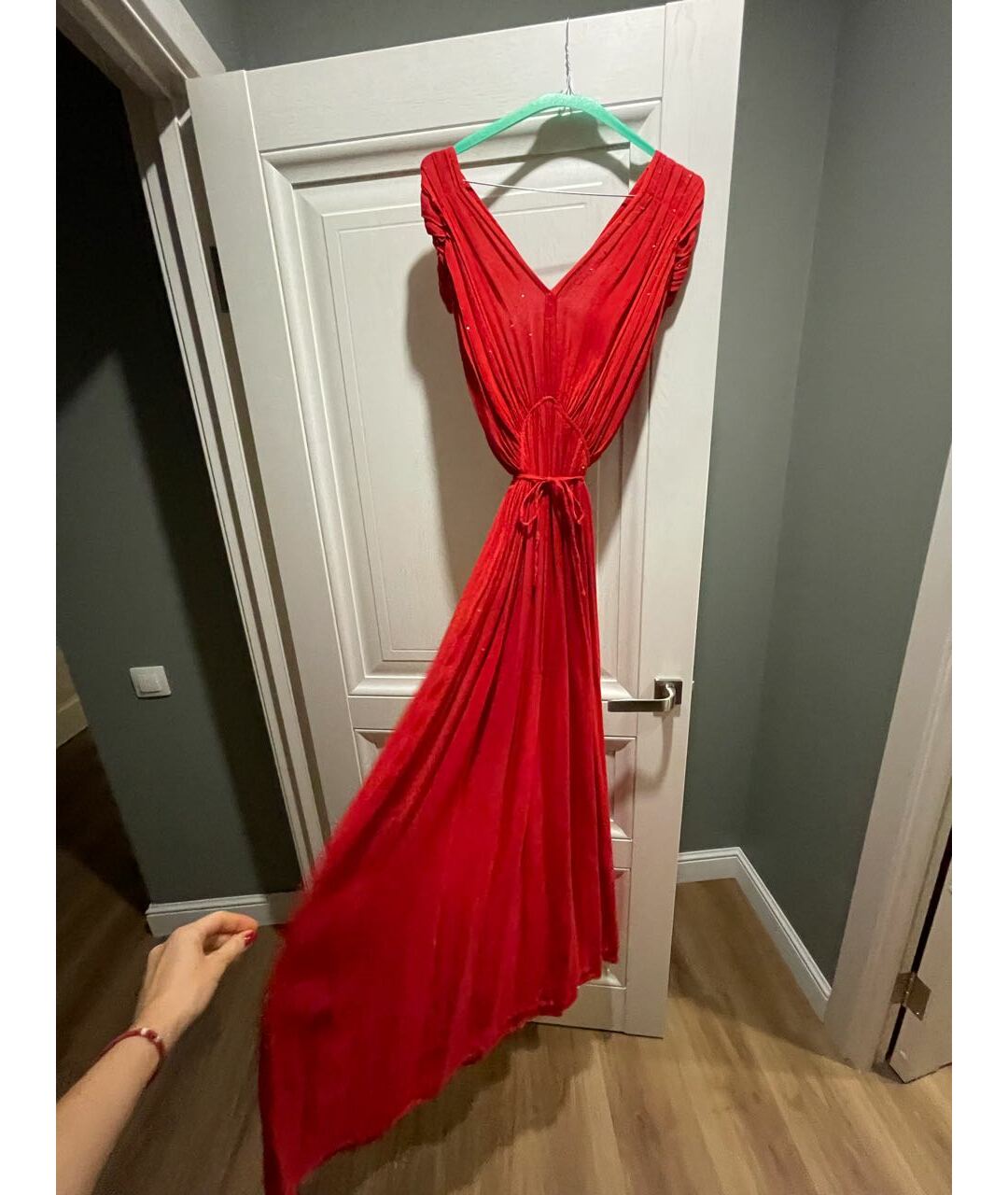 MES DEMOISELLES Красное шелковое вечернее платье, фото 5