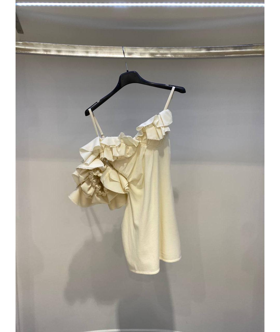 JACQUEMUS Белое шерстяное коктейльное платье, фото 5