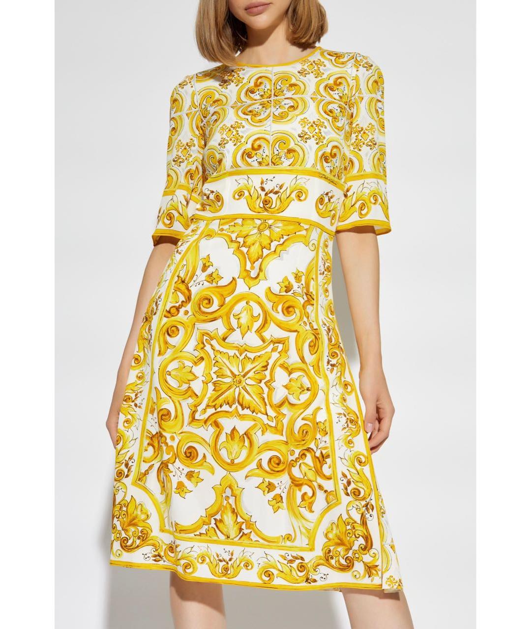 DOLCE&GABBANA Желтое повседневное платье, фото 7