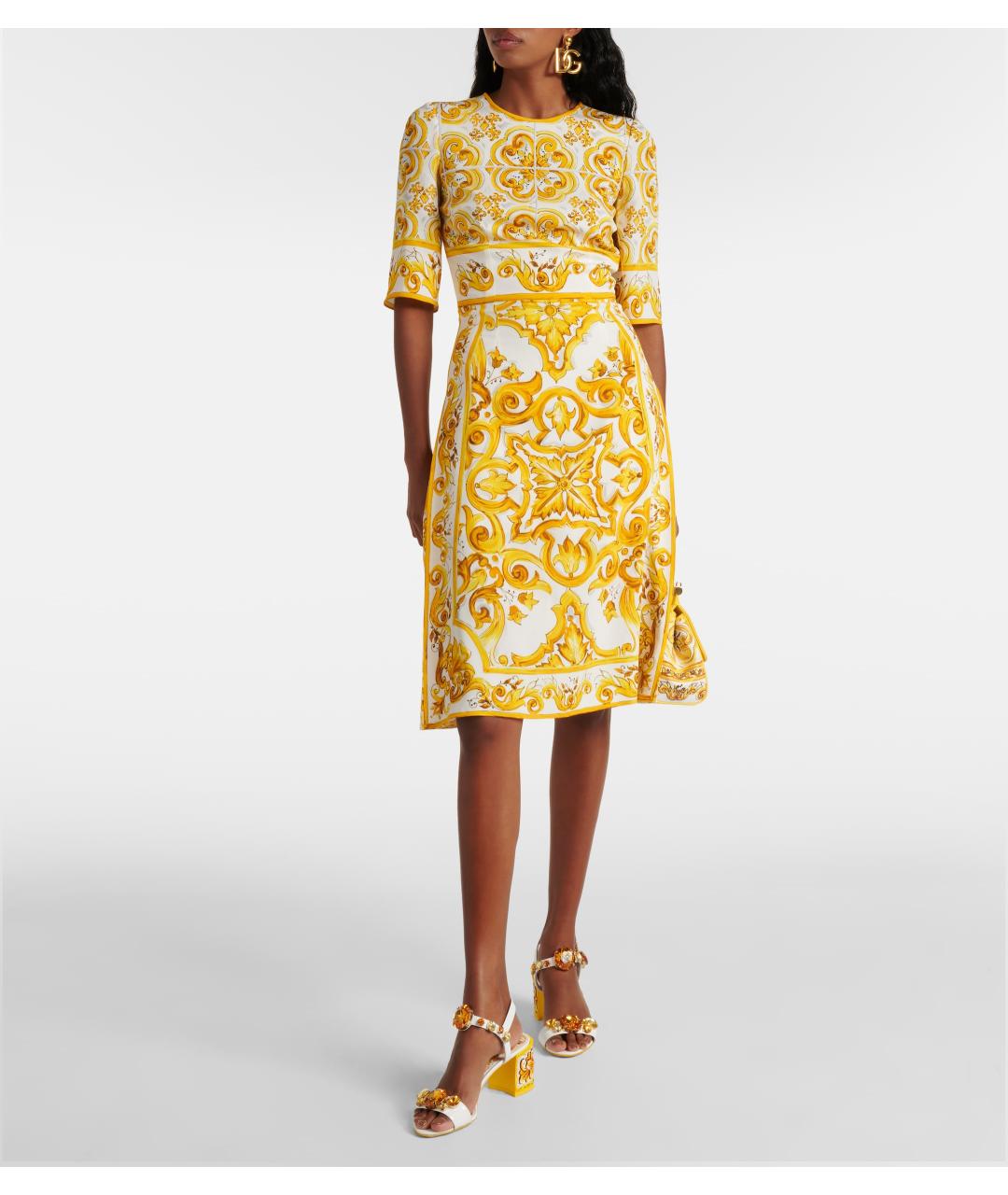 DOLCE&GABBANA Желтое повседневное платье, фото 4