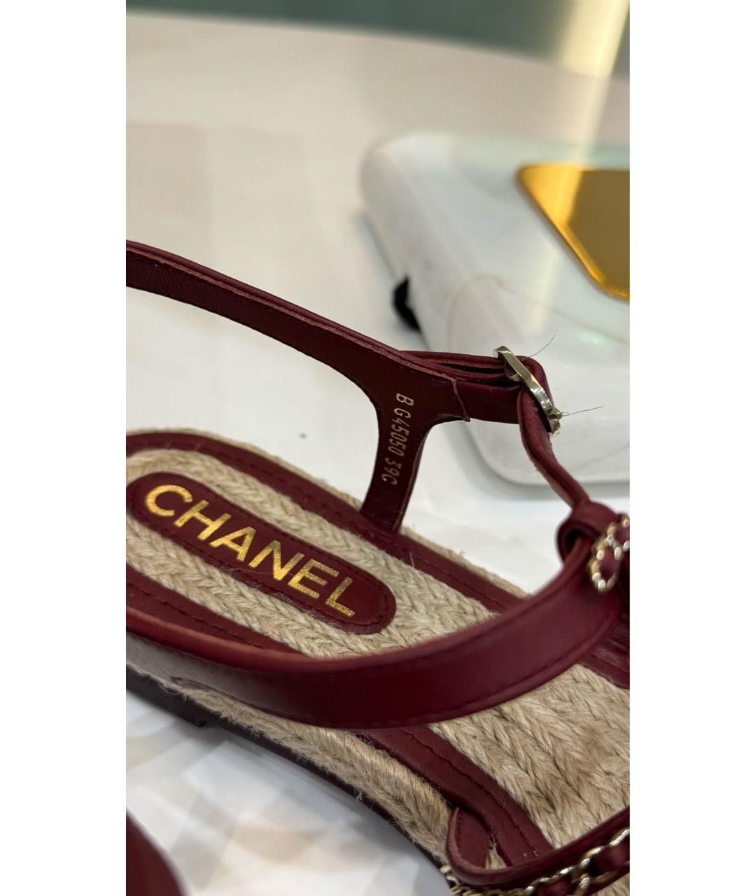 CHANEL Бордовые сандалии, фото 3