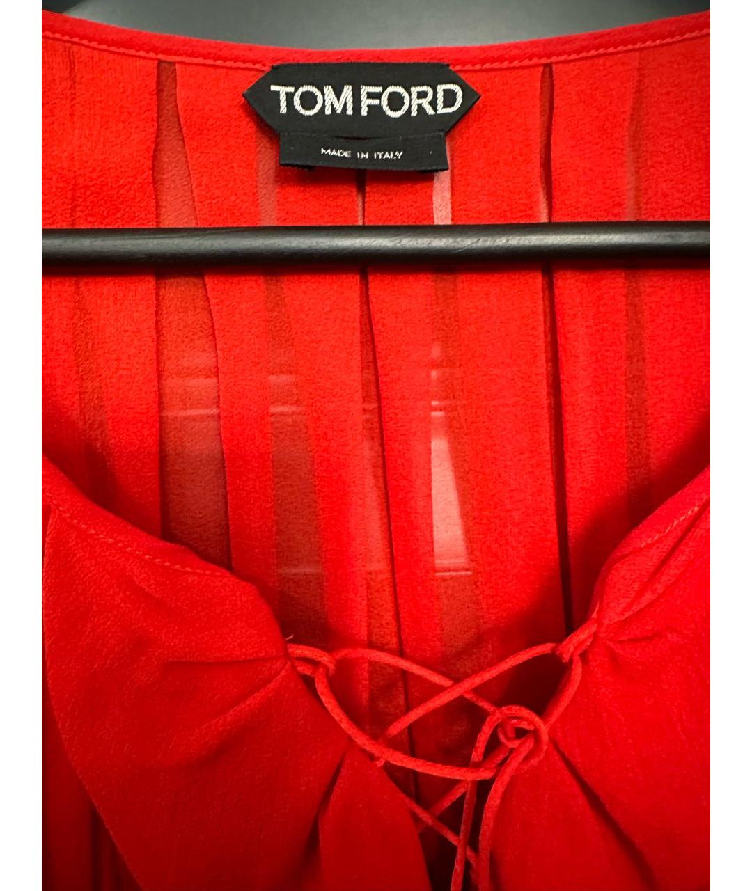 TOM FORD Красная шелковая блузы, фото 5