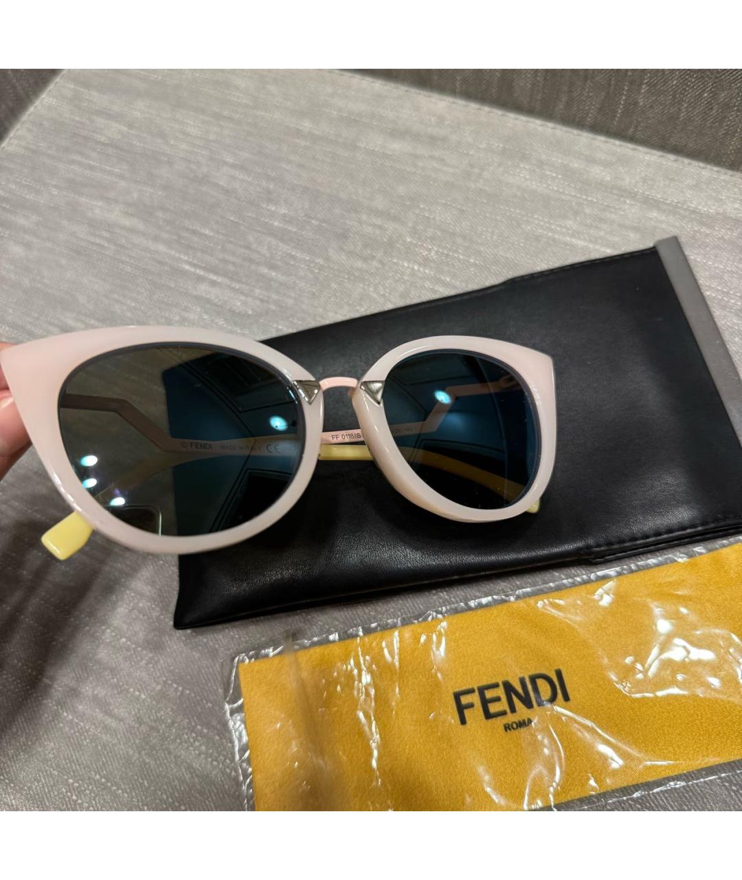 FENDI Розовые пластиковые солнцезащитные очки, фото 4