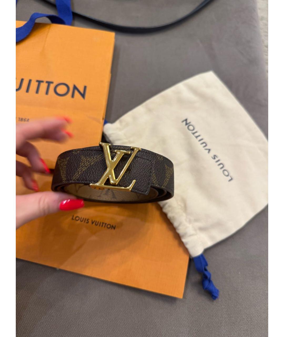 LOUIS VUITTON Коричневый кожаный ремень, фото 4