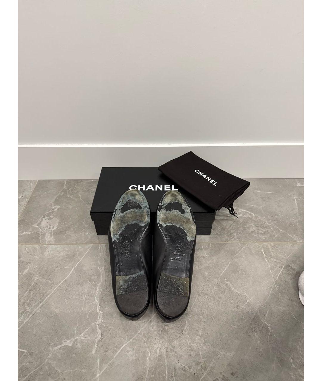 CHANEL Черные кожаные балетки, фото 5