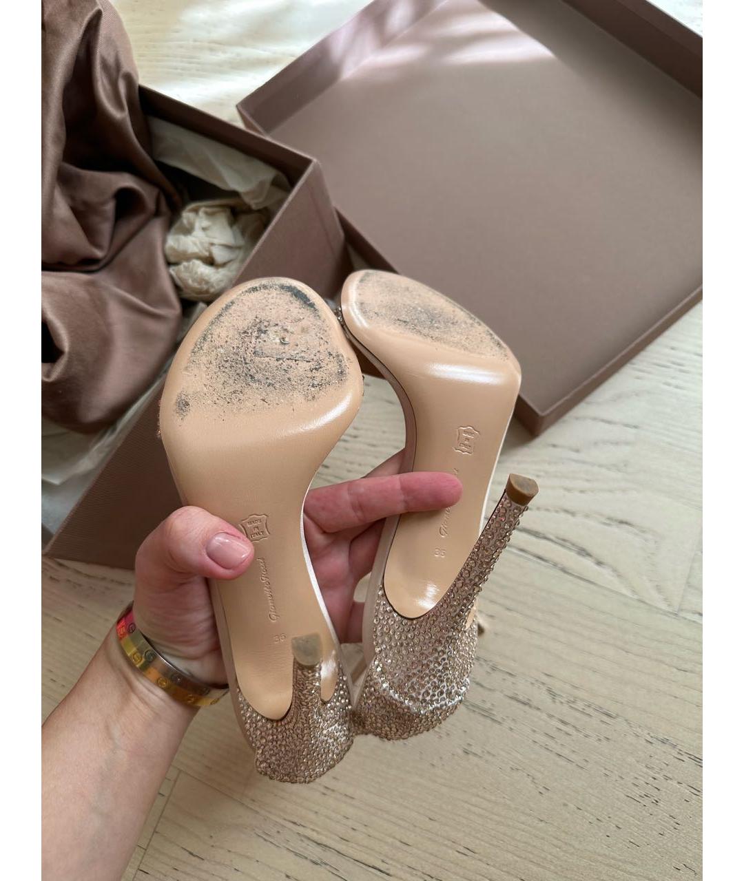 GIANVITO ROSSI Розовые кожаные босоножки, фото 5