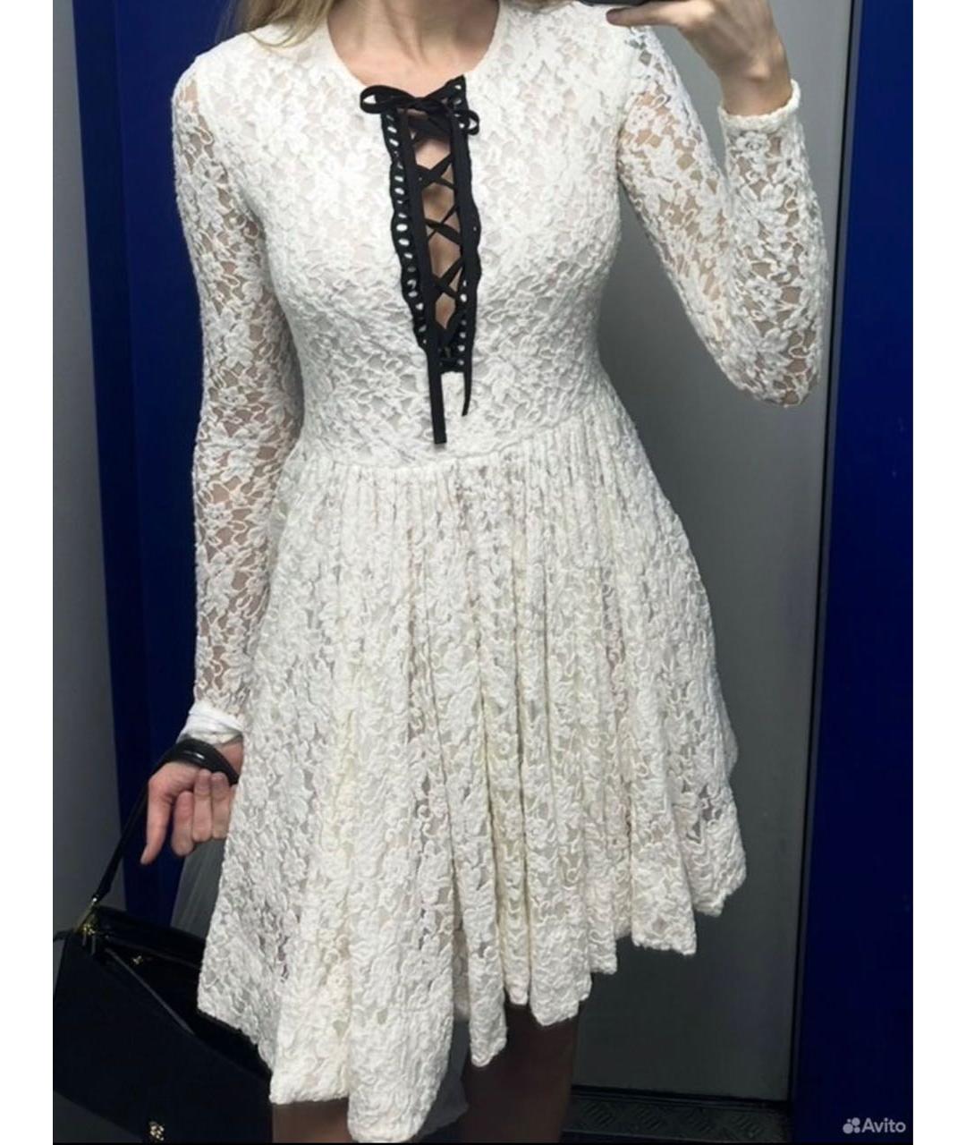 MAJE Белое кружевное коктейльное платье, фото 4
